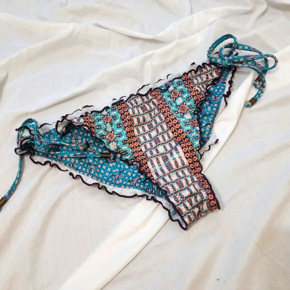 Gypsy Sand Boho Print Side Tie Bikini Bottom